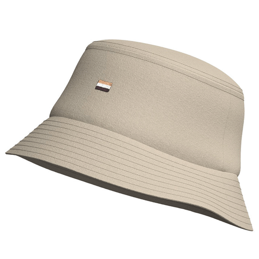 Saul Beige Cotton Bucket Hat with Flag