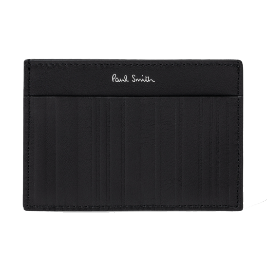 Shadow Stripe Black Leather Card Holder 3CC