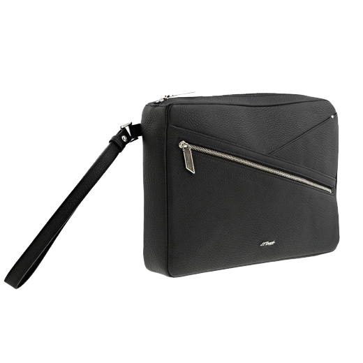 Neo Capsule Black Grained Leather Medium Pouch