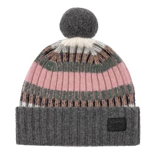 Paul Smith Freya Stripe Ribbed Knit Wool Pom-Pom Beanie Hat | Wheelers  Luxury Gifts