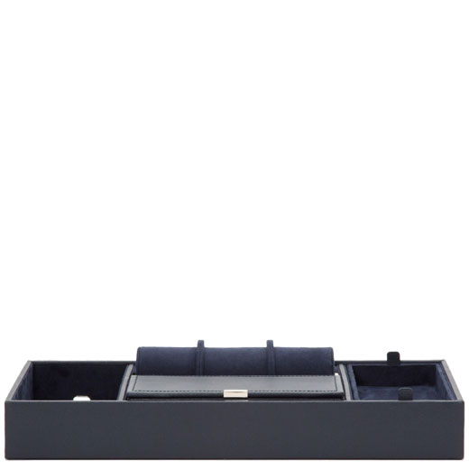 Navy Howard Valet Tray with Watch Roll