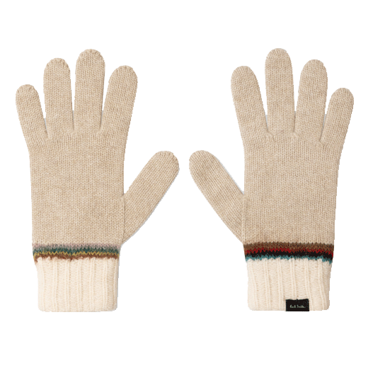 Oatmeal 'Signature Stripe' Wool Gloves