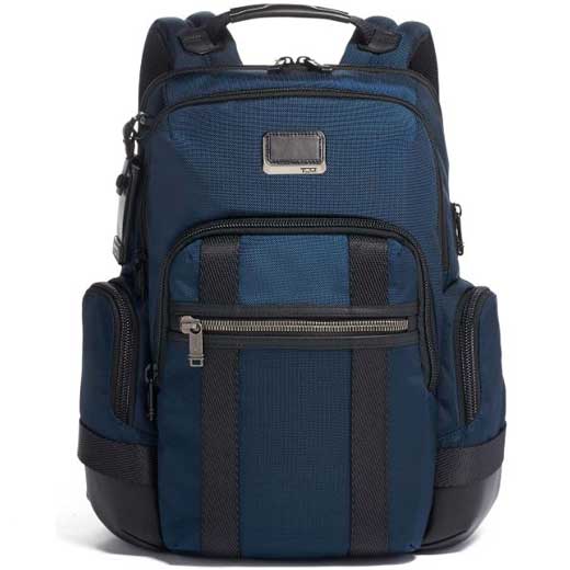 tumi navy blue backpack